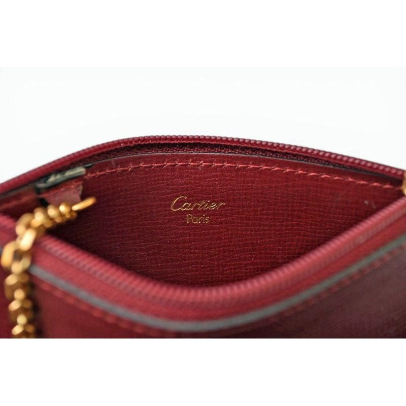 Cartier Coin Case Key Pouch Vintage Must de Cartier Bordeaux with Chain — view 4