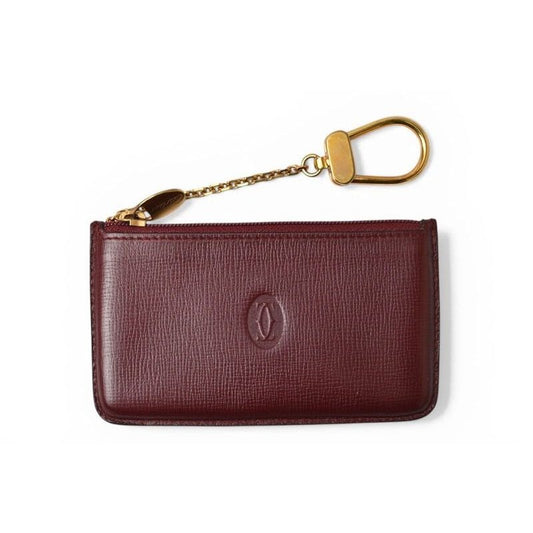 Cartier Coin Case Key Pouch Vintage Must de Cartier Bordeaux with Chain