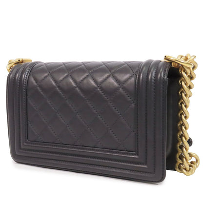 Chanel Boy Dark Gray Gold Lambskin Small Chain Shoulder Bag — view 2