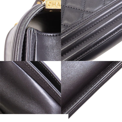 Chanel Boy Dark Gray Gold Lambskin Small Chain Shoulder Bag — view 6