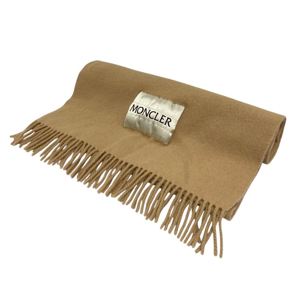 Moncler Down Logo Wool Scarf Beige