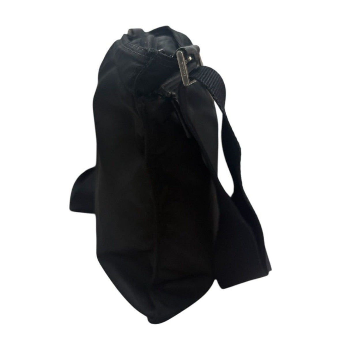 Prada Tessuto Triangle Logo Black Silver Nylon Shoulder Bag — view 3