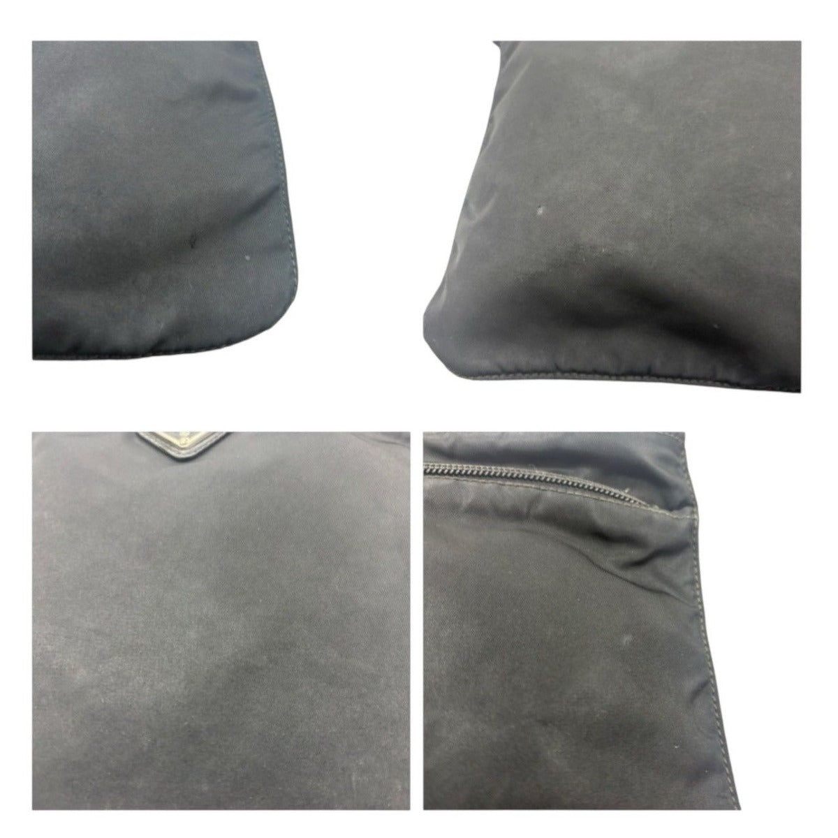 Prada Tessuto Triangle Logo Black Silver Nylon Shoulder Bag — view 6