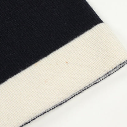 Chanel Cardigan CC Logo Button Long Cashmere Navy. White — view 8
