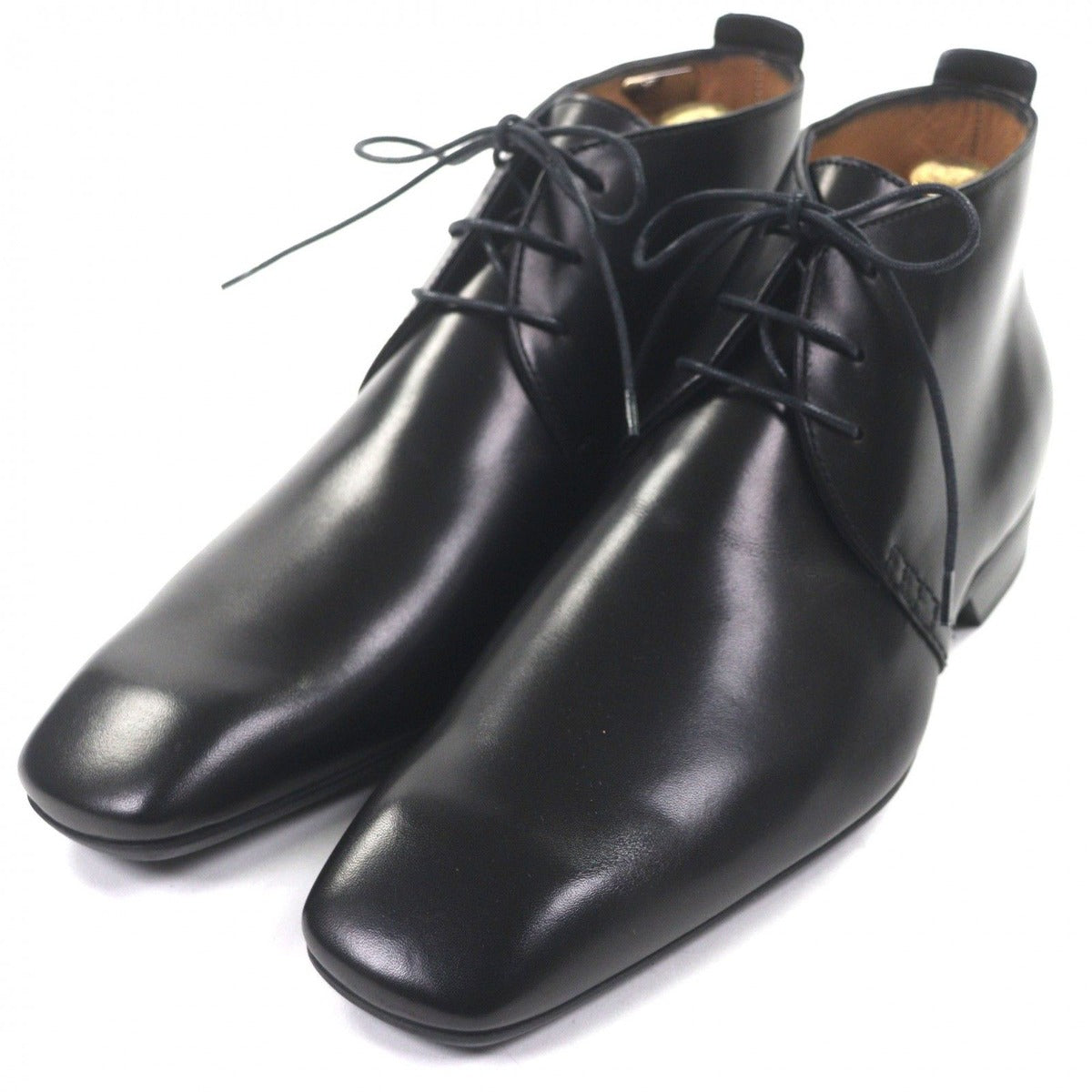 Louis Vuitton Leather LV Logo Plain Toe Lace Up Ankle Boots Black 6