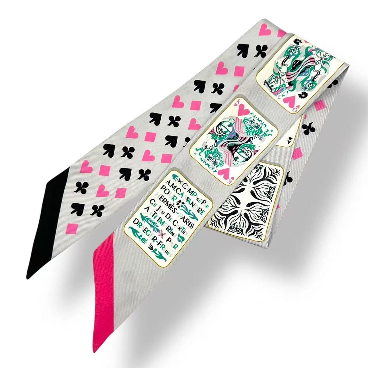 Hermes Twilly Silk Jeu de Cartes Gray