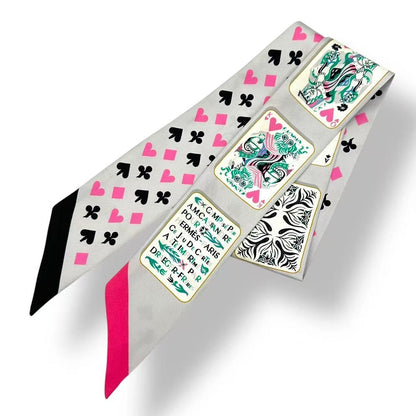 Hermes Twilly Silk Jeu de Cartes Gray