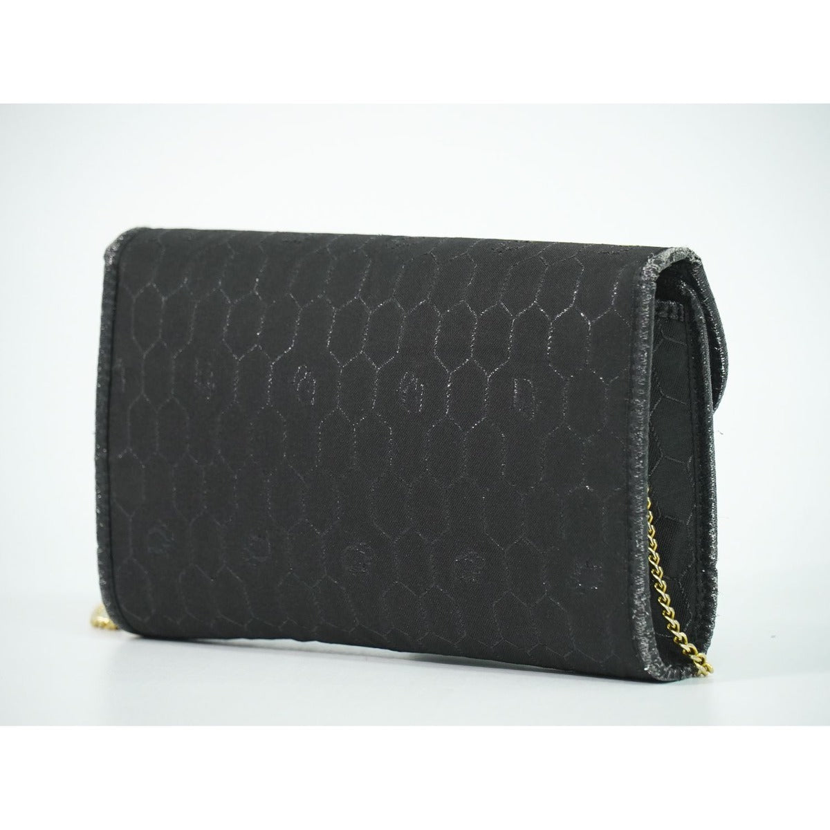 Dior Honeycomb Pattern Chain Shoulder Bag Pochette Canvas Black — view 2