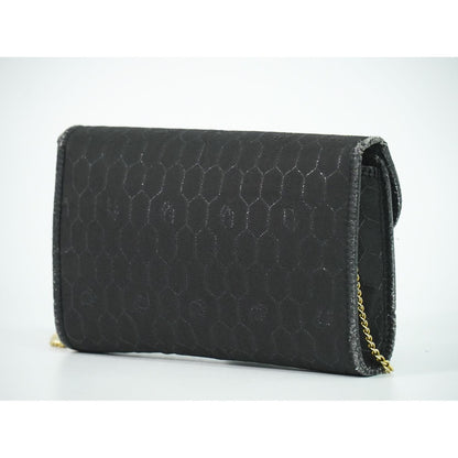 Dior Honeycomb Pattern Chain Shoulder Bag Pochette Canvas Black — view 2
