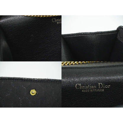 Dior Honeycomb Pattern Chain Shoulder Bag Pochette Canvas Black — view 9