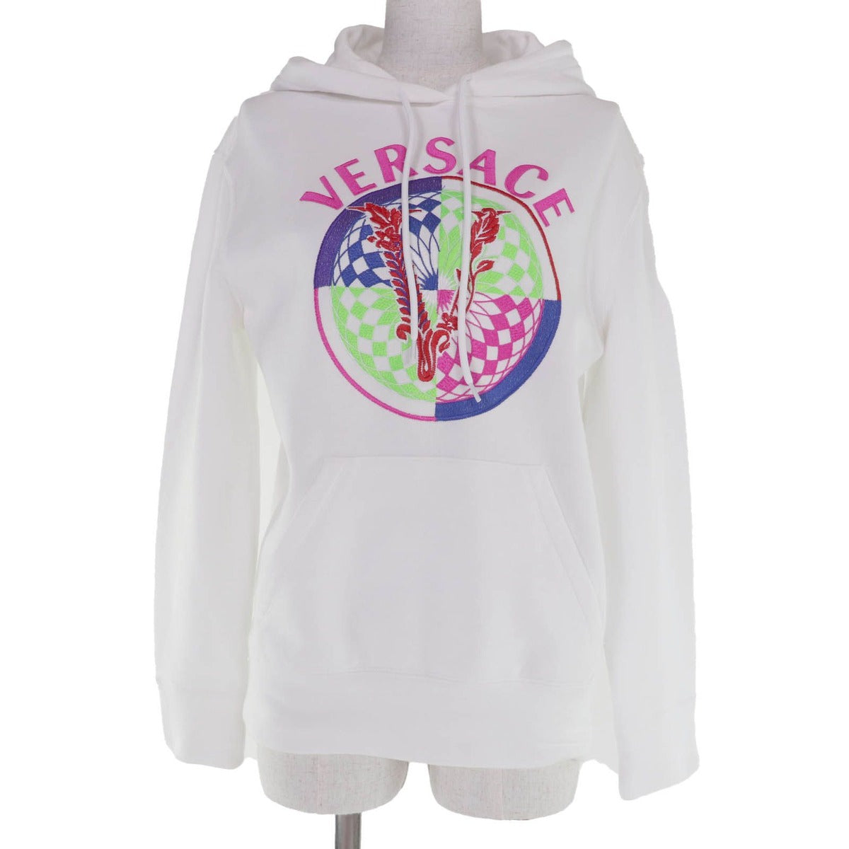 Versace Cotton Logo Design Long Sleeve Hoodie White 36