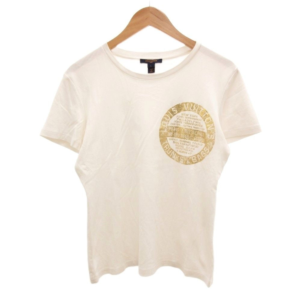 Louis Vuitton Twd T-Shirt Short Sleeve Print L White Gold Color