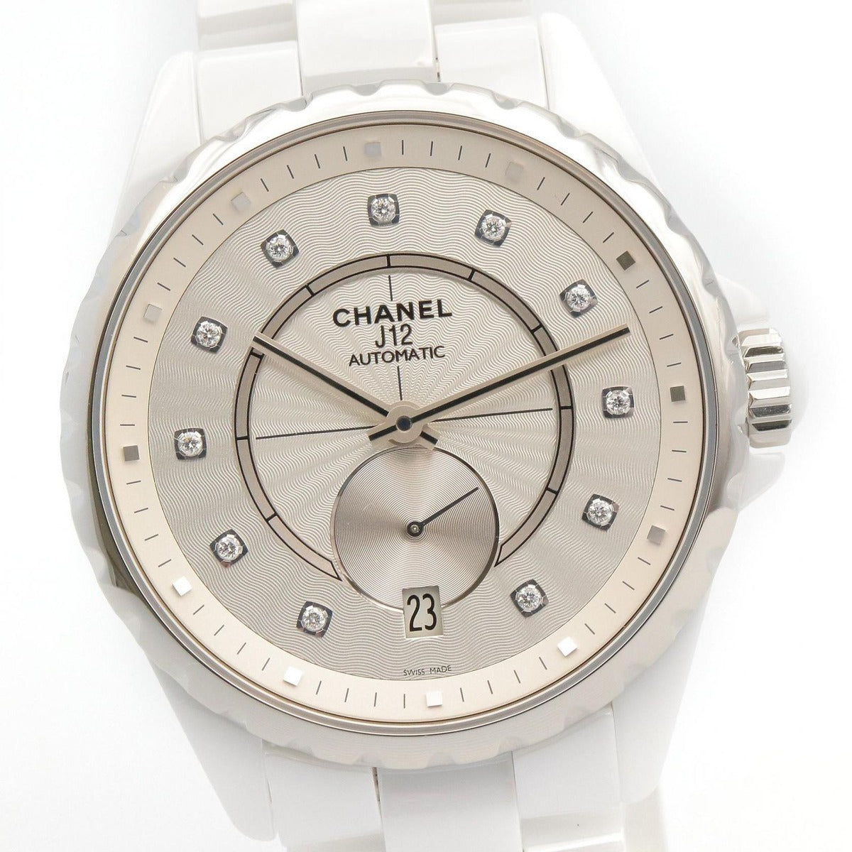 Chanel Watch Silver Ceramic Diamond — view 3