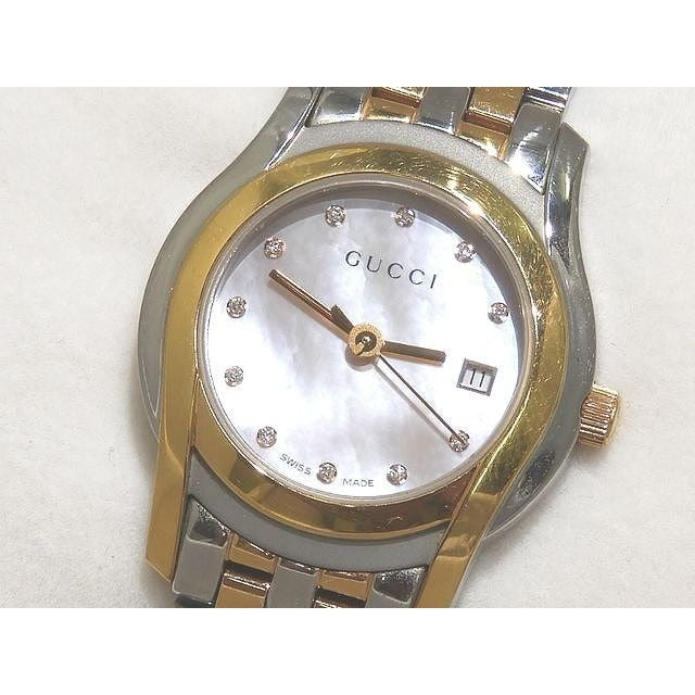 Gucci Quartz Watch Diamond Shell Dial Silver SS
