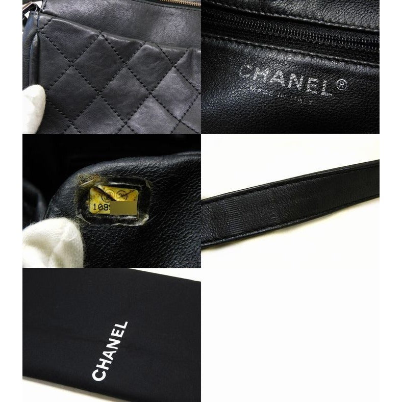 Chanel Bag Shoulder Black Leather 10 Wild Stitch Quilted — view 6