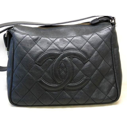 Chanel Bag Shoulder Black Leather 10 Wild Stitch Quilted