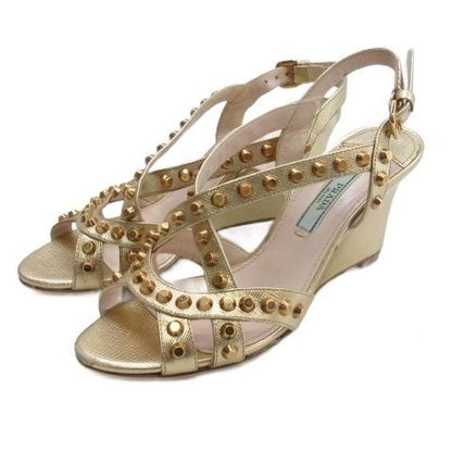 Prada Studded Sandals Gold 35