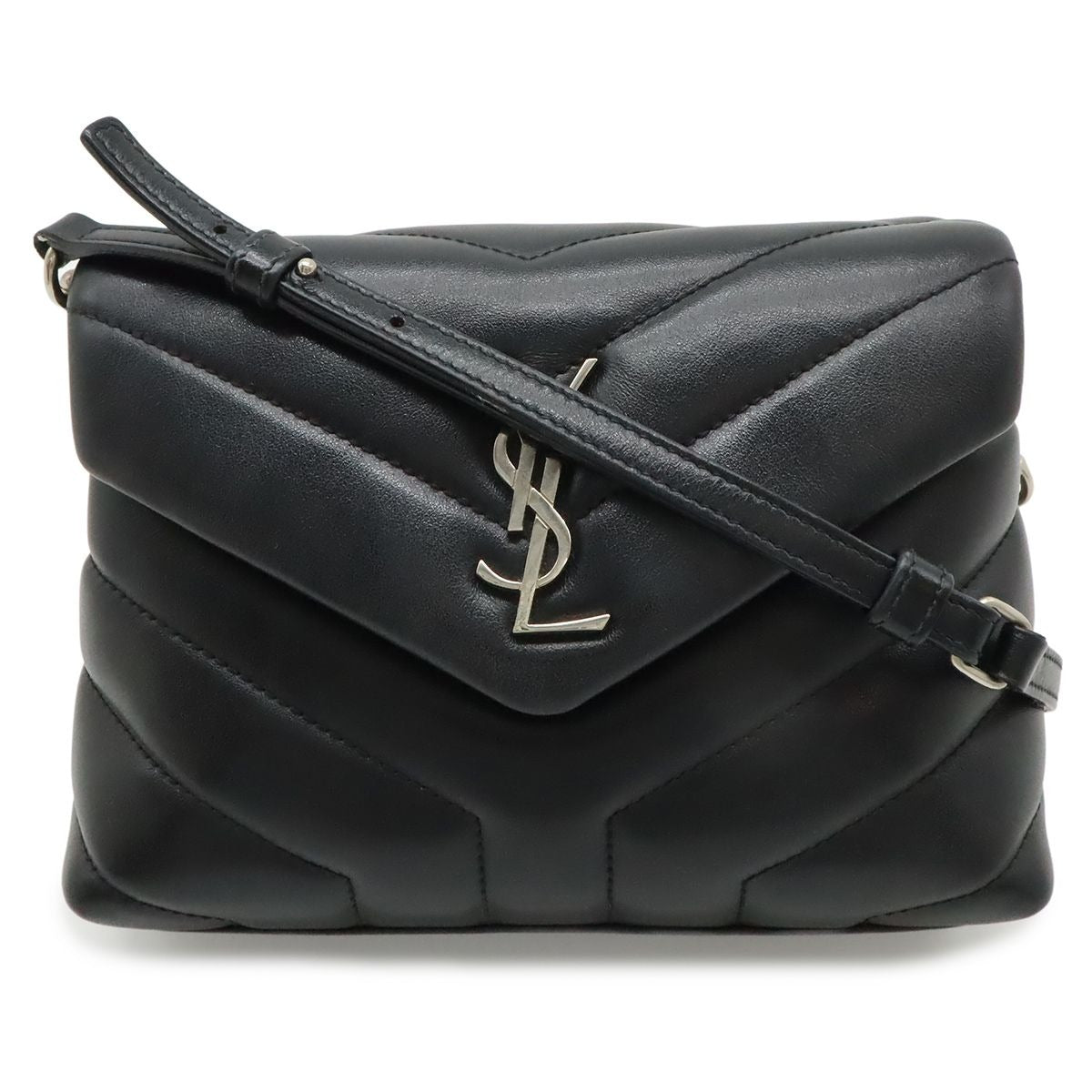 Saint Laurent Paris YSL Monogram Lou Toy Shoulder Bag Leather Black
