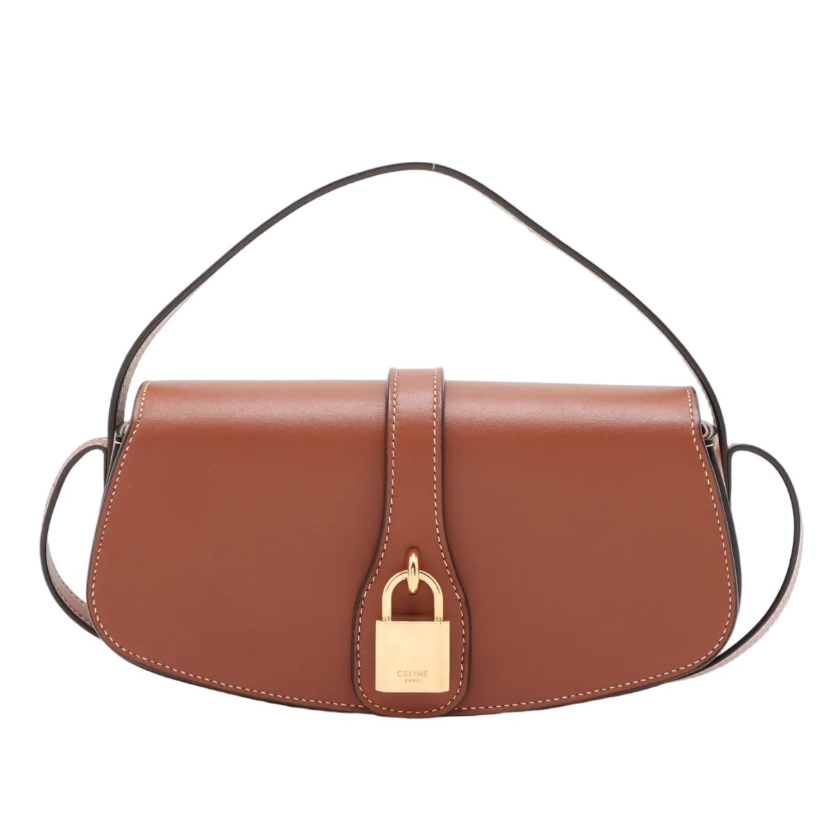 Celine Tabu Clutch Leather 2-Way Shoulder Bag Crossbody Hand Brown