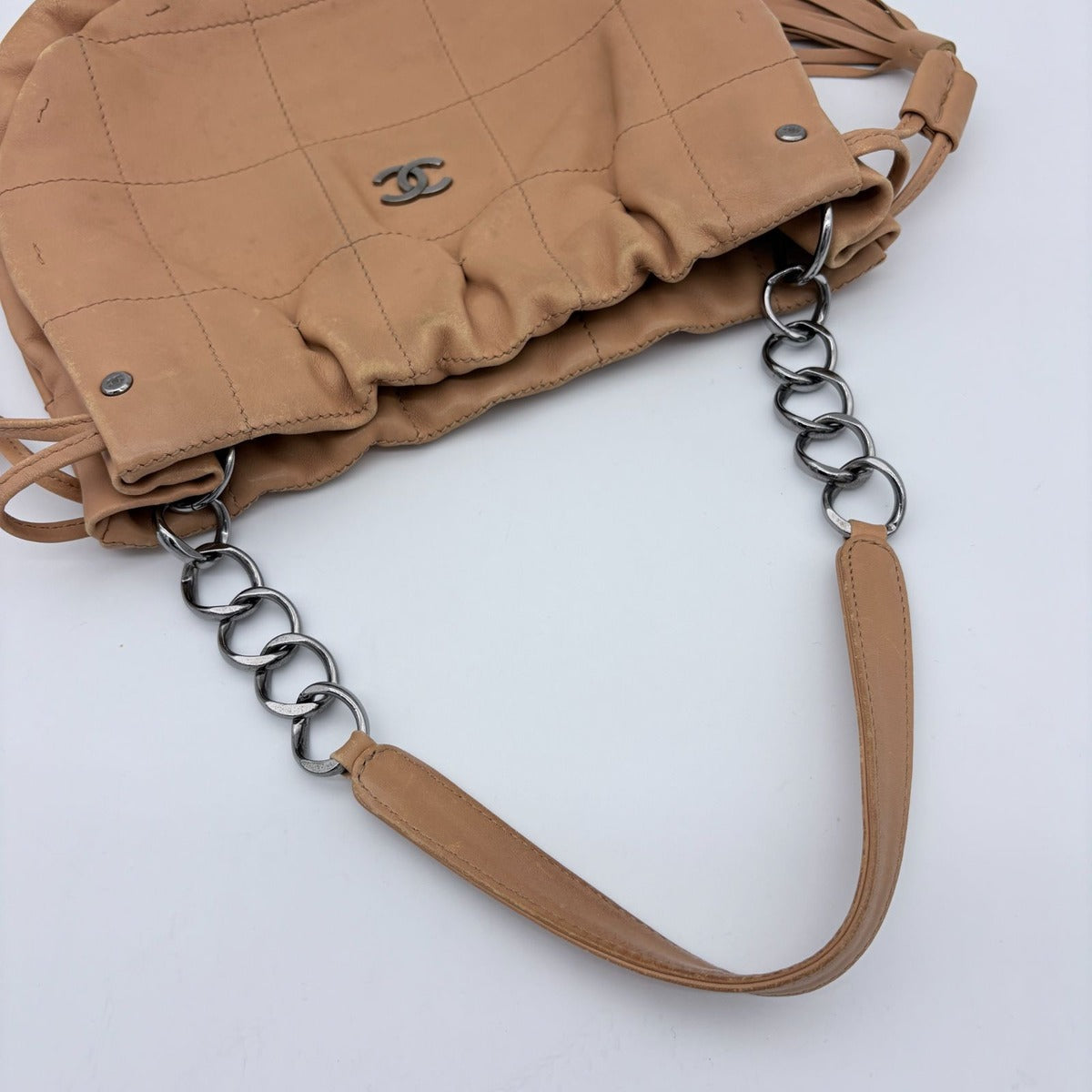 Chanel CC Logo Silver Fringe Choco Bar Handbag — view 16