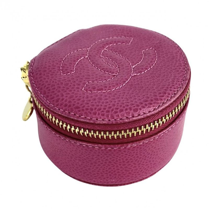 Chanel Pouch Jewelry Case Accessory Round Small Coco