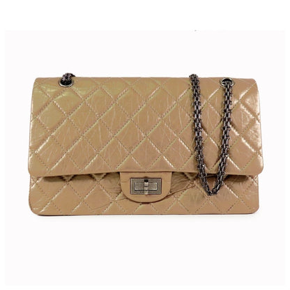 Chanel Chain Double Flap Gold Silver Leather Quilted Stitch Shoulder Bag
