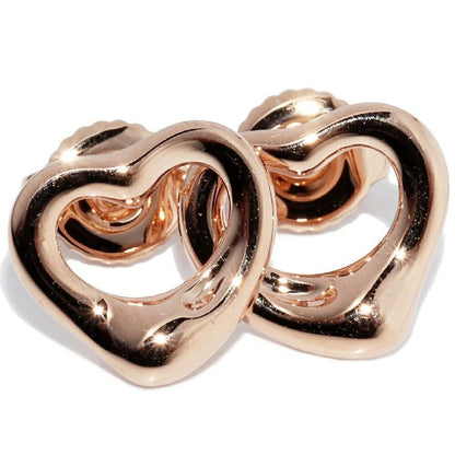Tiffany & Co Earrings 18K Pink Gold Elsa Peretti Open Heart 11 mm