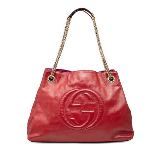 Gucci Soho Chain Shoulder Bag Red Patent Leather