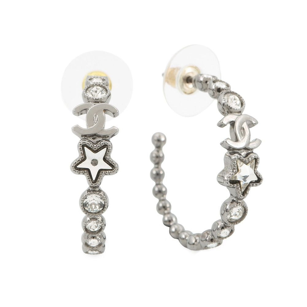 Chanel Earrings CC Logo Rhinestone Star