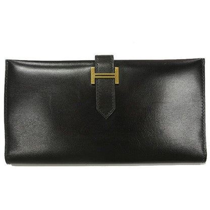 Hermes Classic Bearn Wallet Black Gold
