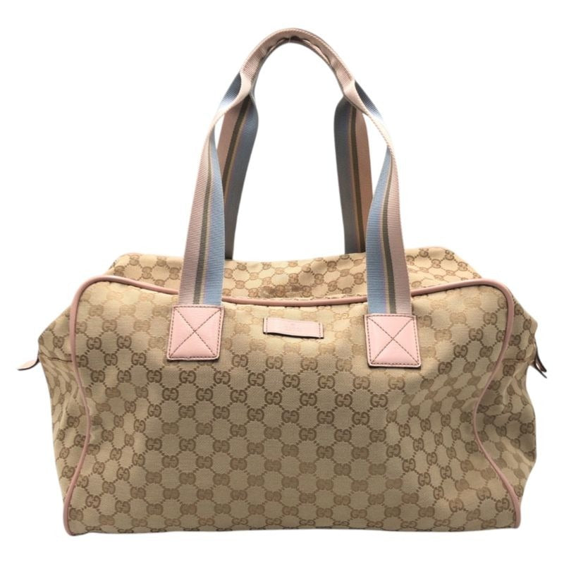 Gucci GG Pattern Brown Pink Canvas Boston Bag