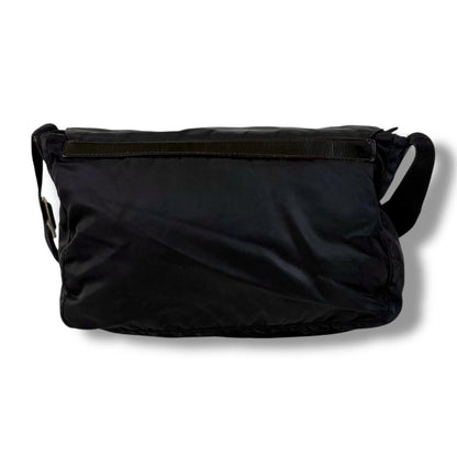 Prada Triangle Logo Cross Black Nero Tessuto Shoulder Bag — view 3
