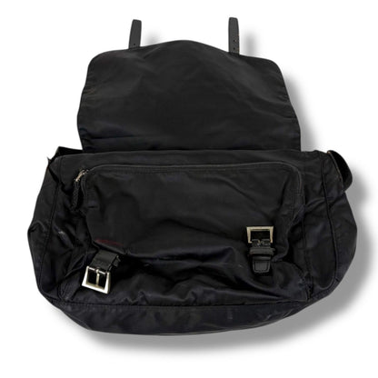 Prada Triangle Logo Cross Black Nero Tessuto Shoulder Bag — view 4