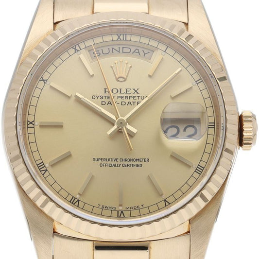 Rolex Day Date Watch 18k Yellow Gold Chien Pankara Polished
