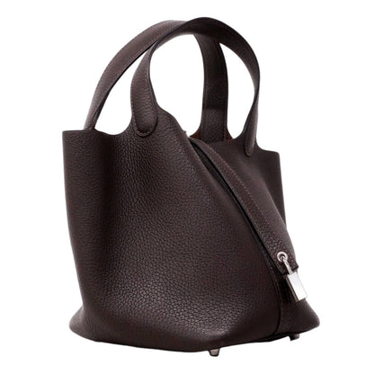 Hermes Handbag Picotin Lock PM Taurillon Clemence Ebene Silver — view 2