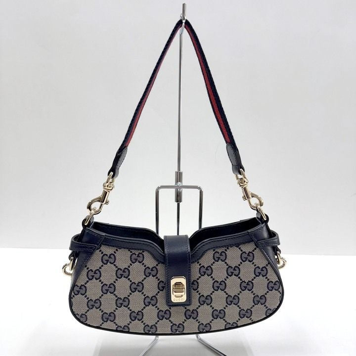 Gucci Moonside Mini Shoulder Bag GG Canvas Leather Sherry