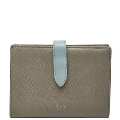Celine Medium Strap Wallet Beige Blue Leather