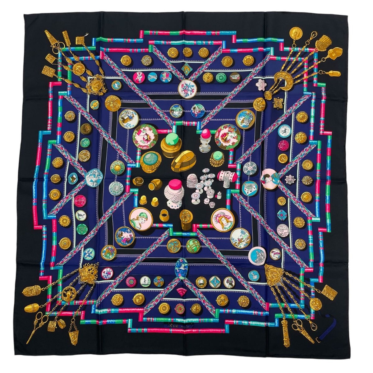 Hermes Scarf Silk Carre 90 Petite Main Seamstress Black