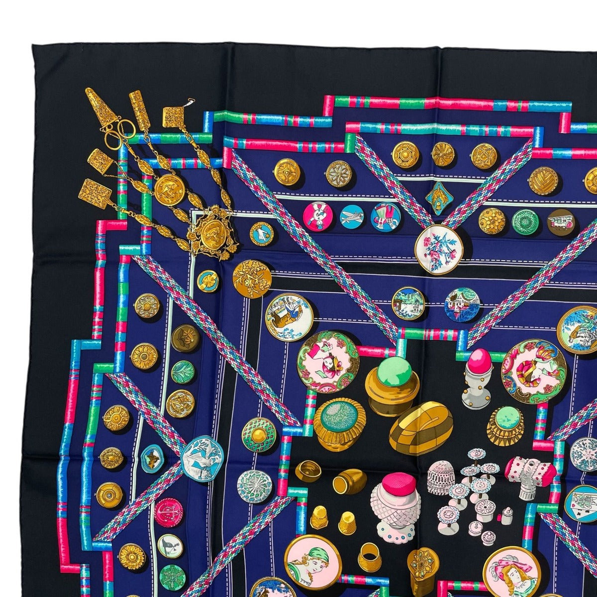 Hermes Scarf Silk Carre 90 Petite Main Seamstress Black — view 2