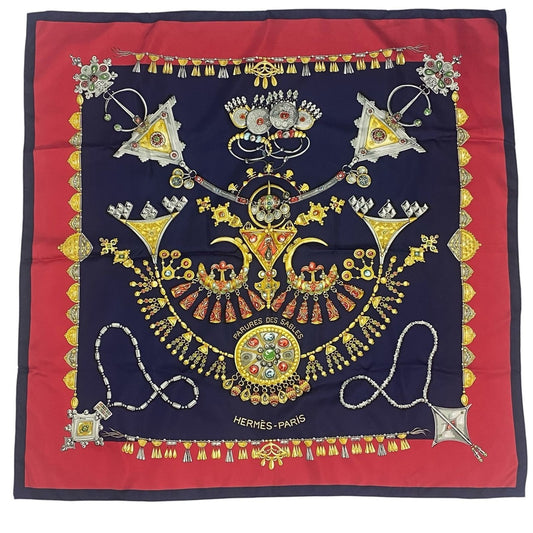 Hermes Scarf Carre 90 Parures Des Sables Desert Silk Red