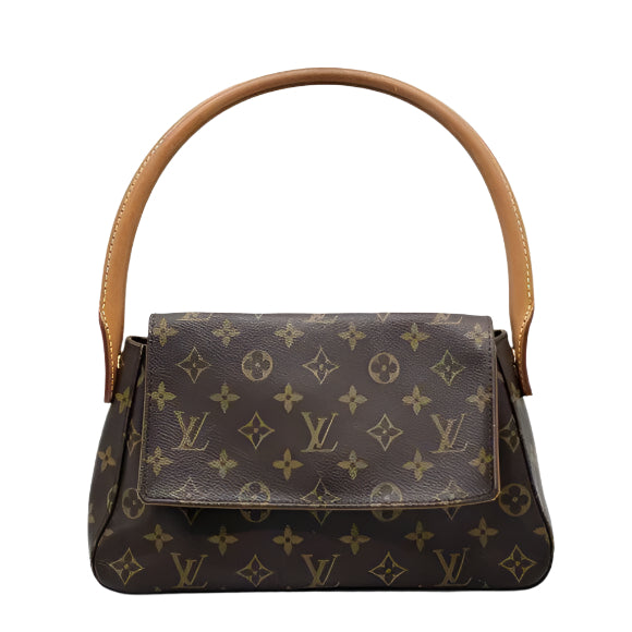 Louis Vuitton Mini Looping Monogram Tote Shoulder Hand Bag Y2K Brown