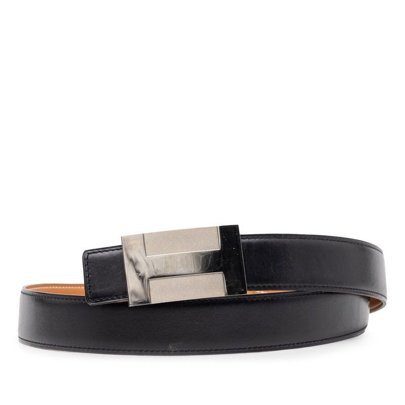 Hermes Plate Belt Black Leather