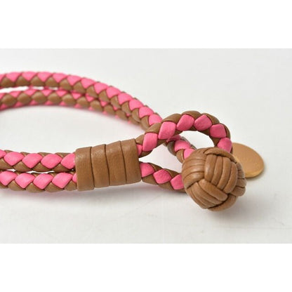 Bottega Veneta Bracelet Bangle Intrecciato Double Pink Brown — view 4