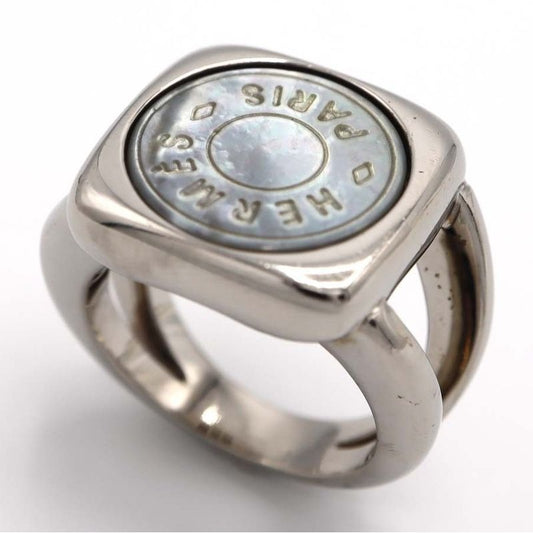 Hermes Ring Corozo Serie Shell Size 10 Accessories Silver Color