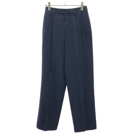 Celine 2 Tuck Cashmere Flannel Trouser Pants F Navy 34