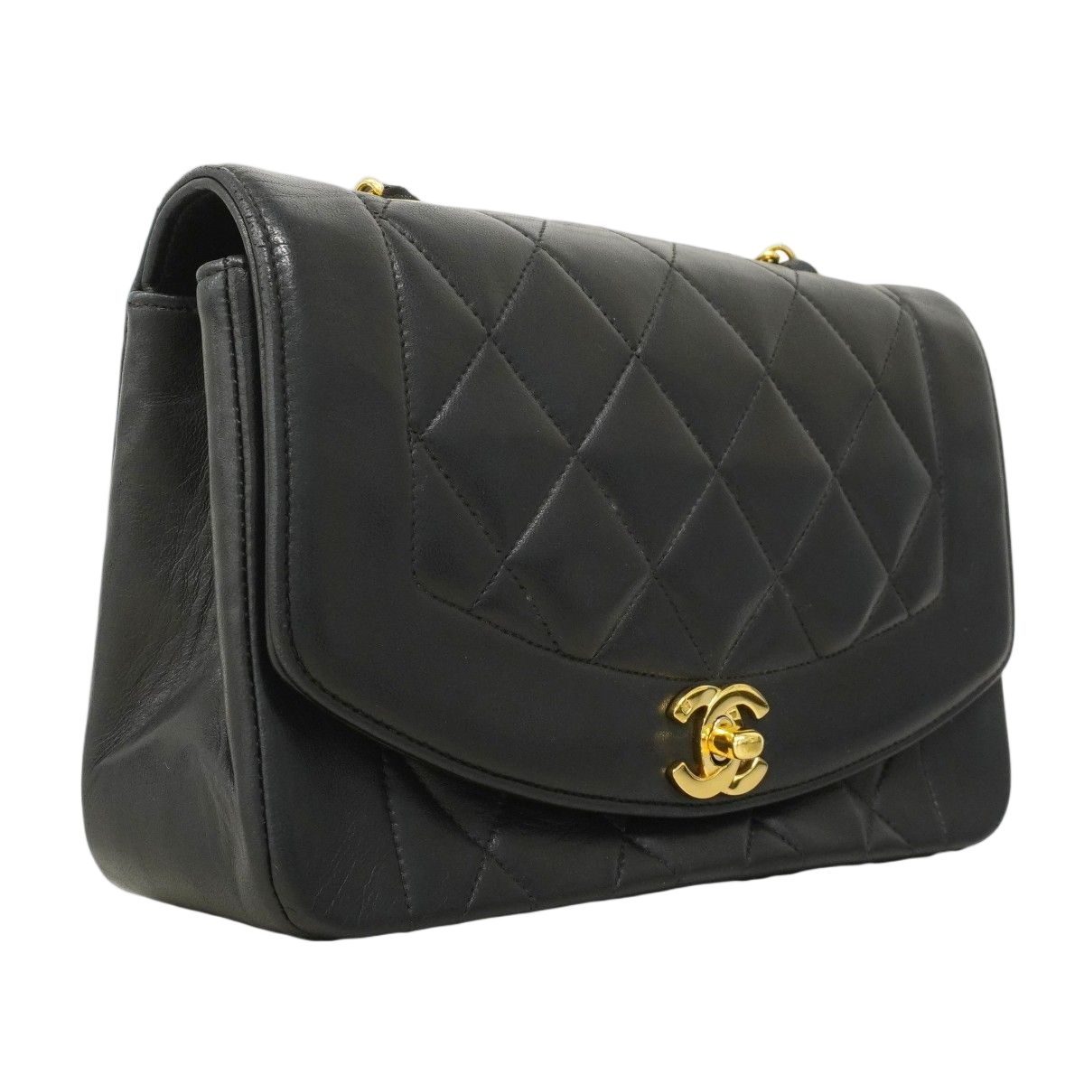 Chanel Shoulder Bag Diana Lambskin Black Gold — view 2
