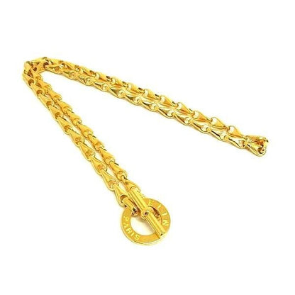 Celine Necklace Circle Logo Long Gold Metal Chain