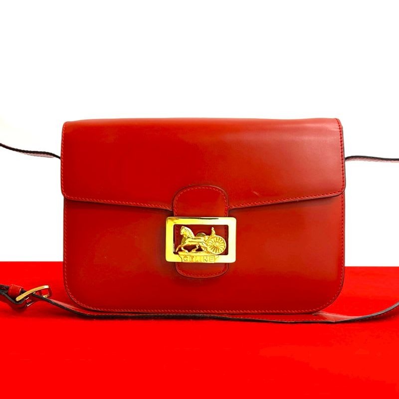 Celine Vintage Carriage Hardware Calf Leather Shoulder Bag