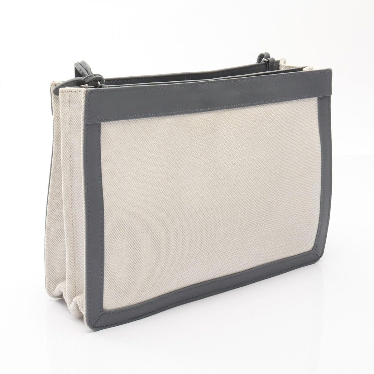 Balenciaga Shoulder Bag Navy Pochette Gray Canvas Leather — view 2