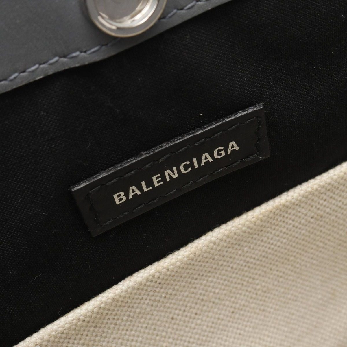 Balenciaga Shoulder Bag Navy Pochette Gray Canvas Leather — view 4